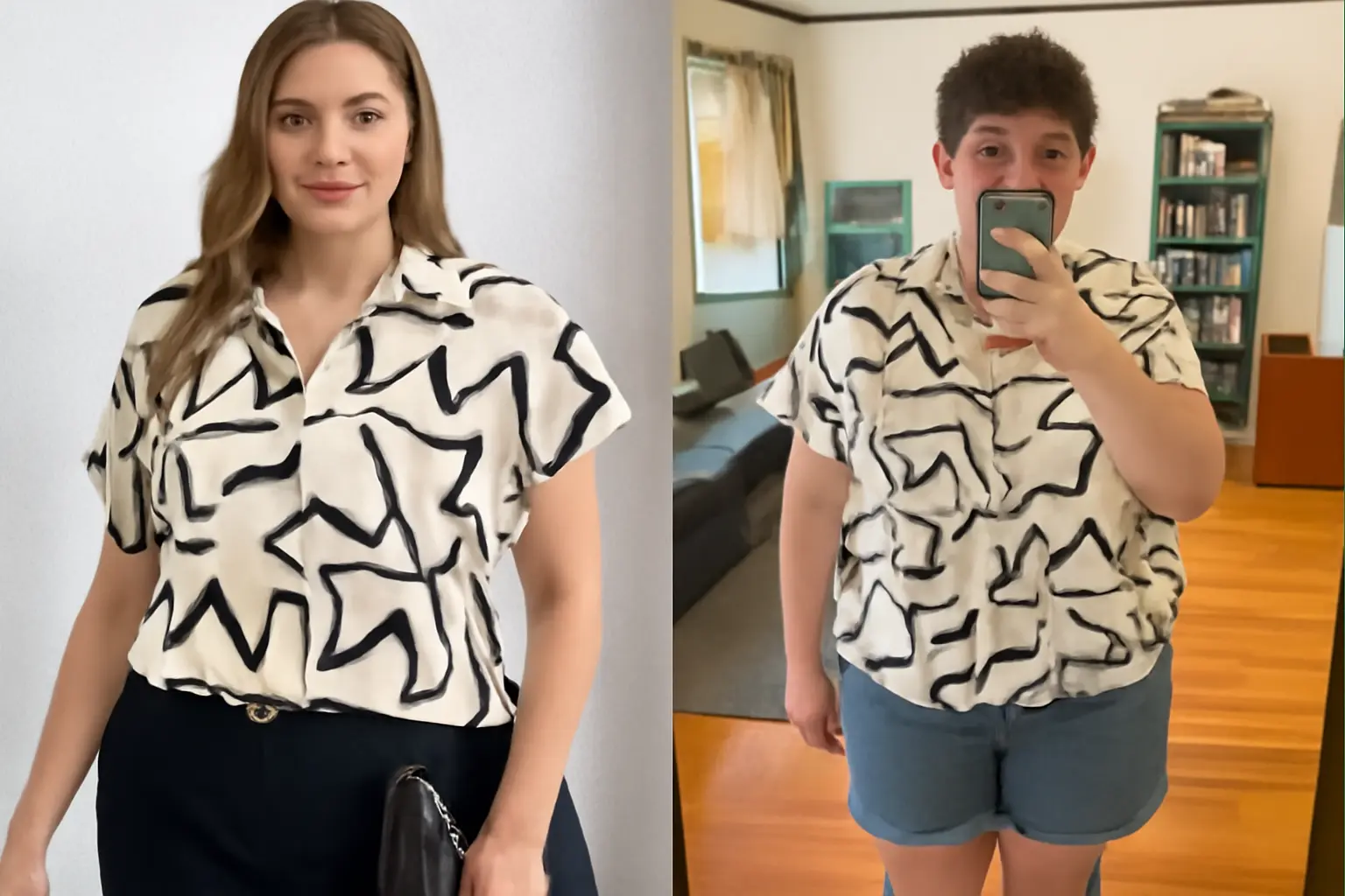 Same bold blouse from Shein Curve, two styles chic & polished vs. casual & comfy. Fashion is all about your unique vibe!