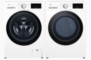 White washer and dryer side by side