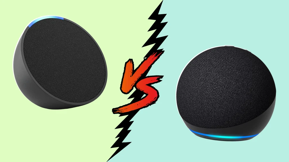 User interacting with echo pop vs echo dot smart home devices