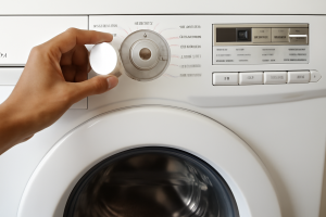 Hand adjusting washer control dial