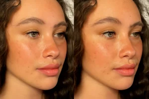 Before and after results of top rated self tanners showing a natural glow.