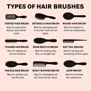 Types of hair brushes with descriptions