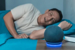 Echo pop vs echo dot displaying Alexa voice command interaction