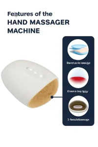 White hand massager with key features.
