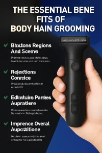 Body hair groomer with grooming benefits.