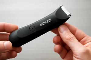 Black trimmer in hand.