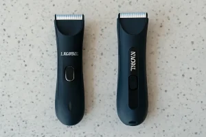 Two black trimmers on countertop.
