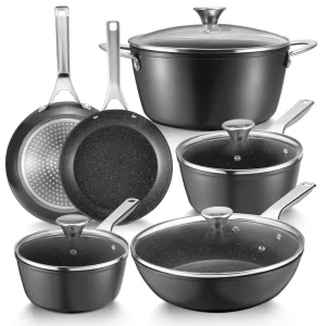 Nonstick induction cookware set drying