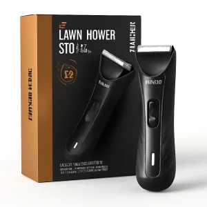 Black electric body groomer with packaging box