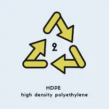 HDPE recycling symbol with text description