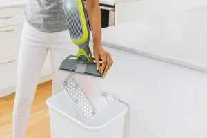 Disposing used VACMOP pad in trash bin