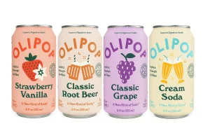 OLIPOP soda cans in four classic flavor varieties