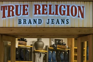True Religion jeans storefront sign