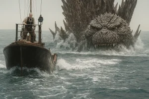 Menacing Godzilla in ocean