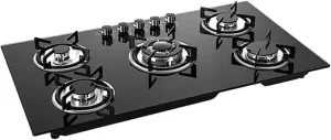 Modern black 5-burner gas stove