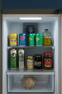 Organized fridge with drinks