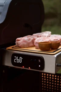 Weber Spirit grill with pork chops