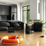 Flood restoration in modern home
