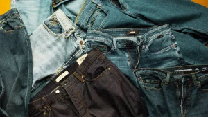 Different shades of blue jeans